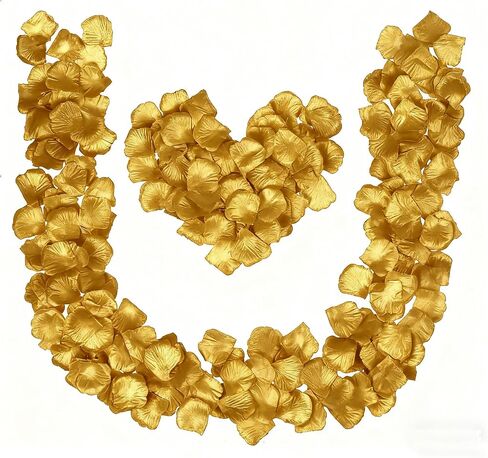 Grever 1000 Pieces Artificial Gold Silk Rose Petals Faux Flowers for Wedding Valentines Proposal Anniversary New Year and Romantic Party Decoration (Gold) in Saudi Arabia