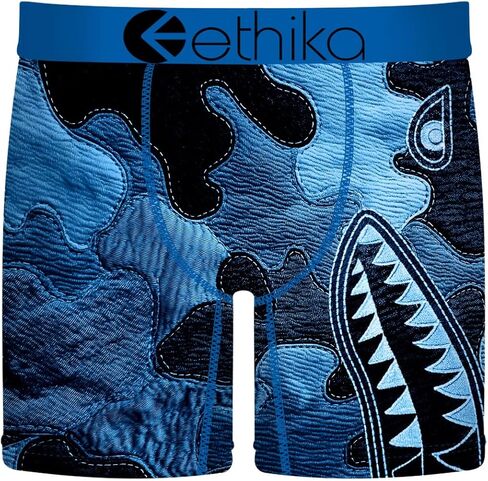 ملابس داخلية قصيرة متوسطة الطول للرجال من Ethika، ملابس داخلية قابلة للتمدد في 4 اتجاهات - BMR Denim Blues in Saudi Arabia