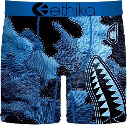 ملابس داخلية قصيرة متوسطة الطول للرجال من Ethika، ملابس داخلية قابلة للتمدد في 4 اتجاهات - BMR Denim Blues in Kuwait