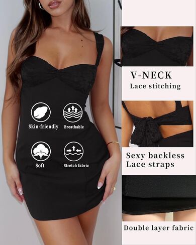 Women's Summer Mini Dresses Sexy Lace Straps Sweetheart Neckline Backless Cocktail Party Bodycon Dress in Saudi Arabia
