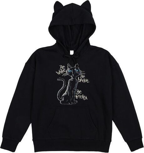 سترة Bioworld Coraline Black Cat Be Wise Be Brave Be Tricky النسائية ذات القلنسوة ذات الأكمام الطويلة باللون الأسود in Saudi Arabia