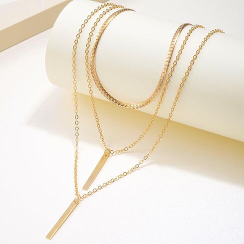 Layered Necklaces for Women Dainty 14k Gold/Sterling Silver Choker Necklace Simple Gold Plated CZ Jewelry Necklaces for Women Trendy Gifts in Saudi Arabia