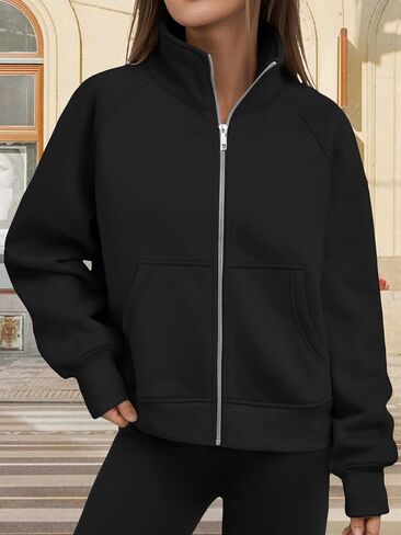 Womens Sweatshirts Zip Up Hoodies Cropped Crewneck Pullover Casual Jackets Y2k Clothes Fall Fashion Outfits 2025 in Saudi Arabia