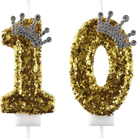 10 Birthday Candle, 10th Cake Candles, Number 10 Birthday Candles for Cake Topper Decoration, Black in Saudi Arabia