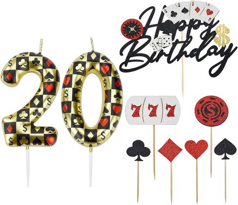 شموع أرقام عيد ميلاد الكازينو للكيك، شموع عيد ميلاد البوكر لتزيين حفلات أعياد الميلاد بطابع الكازينو، غلاف كعكة عيد ميلاد الكازينو اللامع لكعكة عيد الميلاد ذات الطابع الليلي للكازينو (رقم 33) in Saudi Arabia