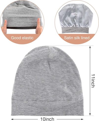 Syhood 4 Pieces Satin Lined Sleep Caps for Women Skull Beanie Elastic Slouchy Night Bonnet Hat in Saudi Arabia