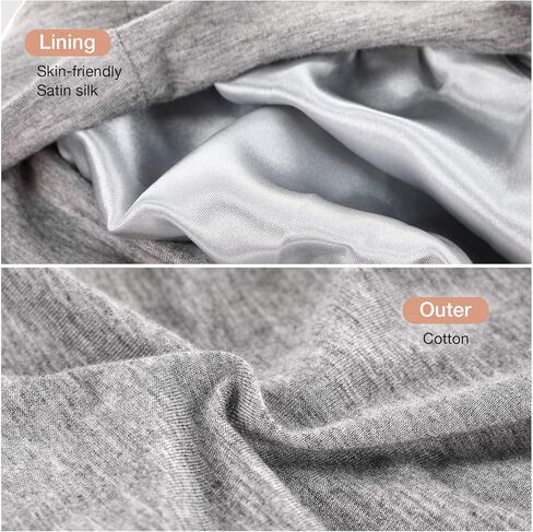Syhood 4 Pieces Satin Lined Sleep Caps for Women Skull Beanie Elastic Slouchy Night Bonnet Hat in Saudi Arabia