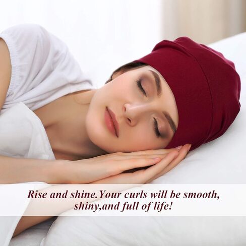 Syhood 4 Pieces Satin Lined Sleep Caps for Women Skull Beanie Elastic Slouchy Night Bonnet Hat in Saudi Arabia
