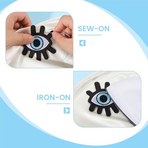 CHGCRAFT 9Pcs Lucky Evil Eye Iron On Patches Stick On Patch Costume Accessories Evil Eye Appliques for Jacket Jeans Quilt Backpack Black 3x2.6x0.06in in Saudi Arabia