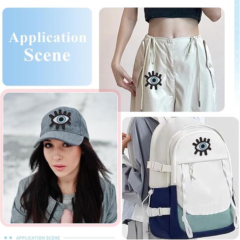 CHGCRAFT 9Pcs Lucky Evil Eye Iron On Patches Stick On Patch Costume Accessories Evil Eye Appliques for Jacket Jeans Quilt Backpack Black 3x2.6x0.06in in Saudi Arabia