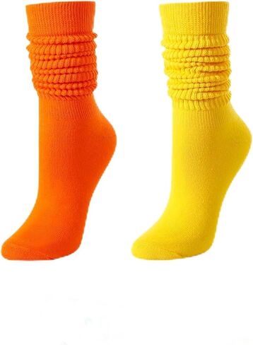 Zmart Slouchy Socks for Women - Scrunch Socks Slouch Socks 80S 90S 2 Pairs Neon Knee Tube Socks in Kuwait