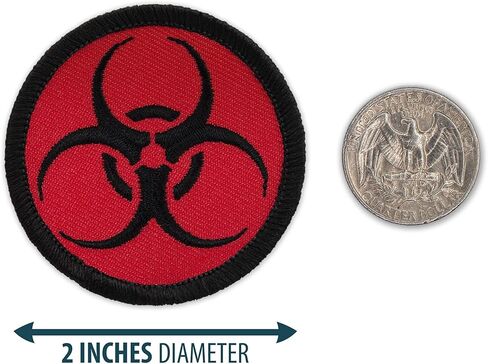 رقعة دورية برمز Biohazard باللونين الأحمر والأسود - رقعة مطرزة دائرية بقطر 2 بوصة (خياطة) in Kuwait