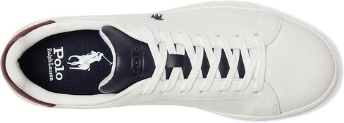 POLO RALPH LAUREN Men's Heritage Court II Nappa Leather Sneakers Off-White/Navy/Wine 8 Medium in Saudi Arabia