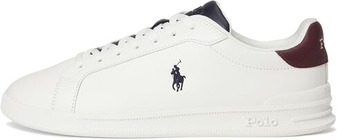 POLO RALPH LAUREN Men's Heritage Court II Nappa Leather Sneakers Off-White/Navy/Wine 8 Medium in Saudi Arabia