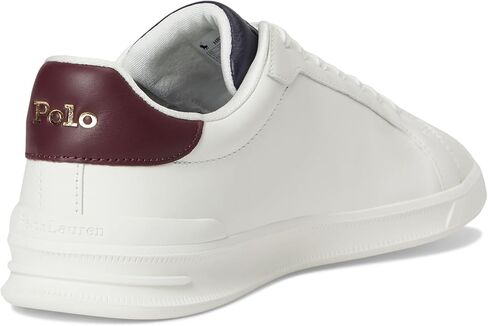POLO RALPH LAUREN Men's Heritage Court II Nappa Leather Sneakers Off-White/Navy/Wine 8 Medium in Saudi Arabia