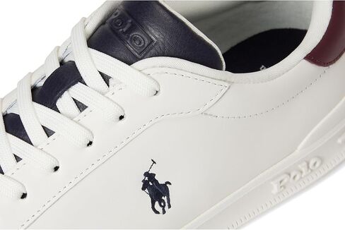 POLO RALPH LAUREN Men's Heritage Court II Nappa Leather Sneakers Off-White/Navy/Wine 8 Medium in Saudi Arabia