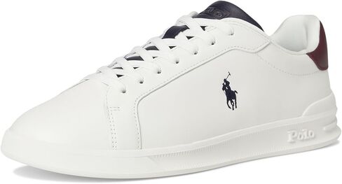 POLO RALPH LAUREN Men's Heritage Court II Nappa Leather Sneakers Off-White/Navy/Wine 8 Medium in Saudi Arabia