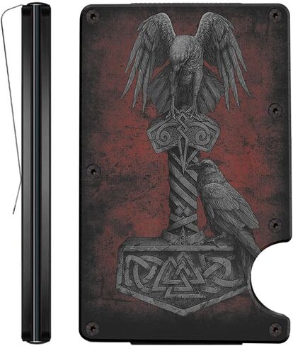 محفظة Vegvisir Viking Compass المعدنية بتصميم الأساطير الإسكندنافية، محفظة حجب RFID للرجال، فكرة هدية للسفر in Kuwait