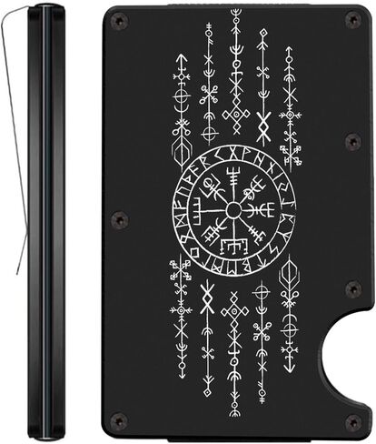 محفظة Vegvisir Viking Compass المعدنية بتصميم الأساطير الإسكندنافية، محفظة حجب RFID للرجال، فكرة هدية للسفر in Kuwait