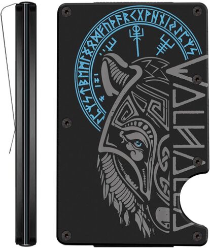 محفظة Vegvisir Viking Compass المعدنية بتصميم الأساطير الإسكندنافية، محفظة حجب RFID للرجال، فكرة هدية للسفر in Kuwait
