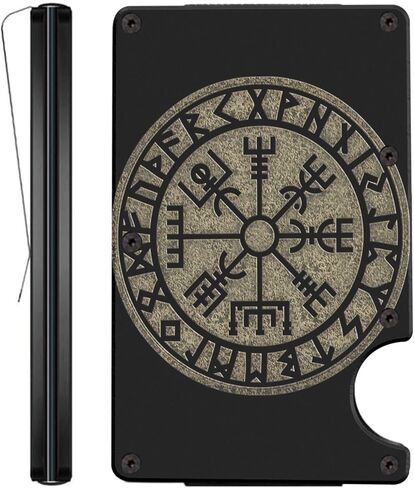 محفظة Vegvisir Viking Compass المعدنية بتصميم الأساطير الإسكندنافية، محفظة حجب RFID للرجال، فكرة هدية للسفر in Kuwait