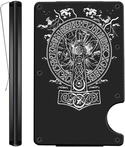 محفظة Vegvisir Viking Compass المعدنية بتصميم الأساطير الإسكندنافية، محفظة حجب RFID للرجال، فكرة هدية للسفر in Kuwait