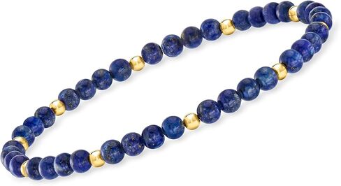 Pure Collection by Ross-Simons 4-4.5mm Lapis Bead Stretch Bracelet With 14kt Yellow Gold in Saudi Arabia