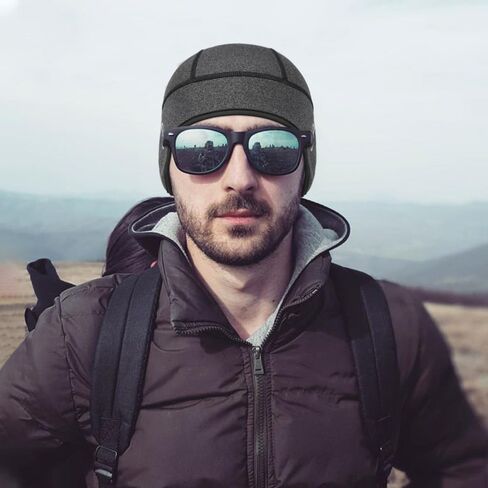 Winter Skull Cap, Fleece Lined Warm Cycling Cap with Glasses Holes for Men Women in Saudi Arabia