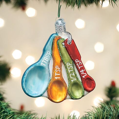 مجموعة Old World Christmas Chef's Collection الحلي الزجاجية المنفوخة لملاعق قياس شجرة عيد الميلاد، الموديل: 32346 4.17 × 4.17 × 4.02 بوصة in Saudi Arabia