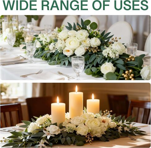 Wedding Arch Flowers (2pack),Flower Arch Stand,Flower Garland,for Wedding Outdoor Decorations Floral swags and Garlands Chair Decorations etc isle Decor,Reusable.（White） in Saudi Arabia
