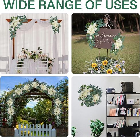 Wedding Arch Flowers (2pack),Flower Arch Stand,Flower Garland,for Wedding Outdoor Decorations Floral swags and Garlands Chair Decorations etc isle Decor,Reusable.（White） in Saudi Arabia