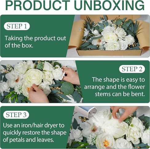 Wedding Arch Flowers (2pack),Flower Arch Stand,Flower Garland,for Wedding Outdoor Decorations Floral swags and Garlands Chair Decorations etc isle Decor,Reusable.（White） in Saudi Arabia