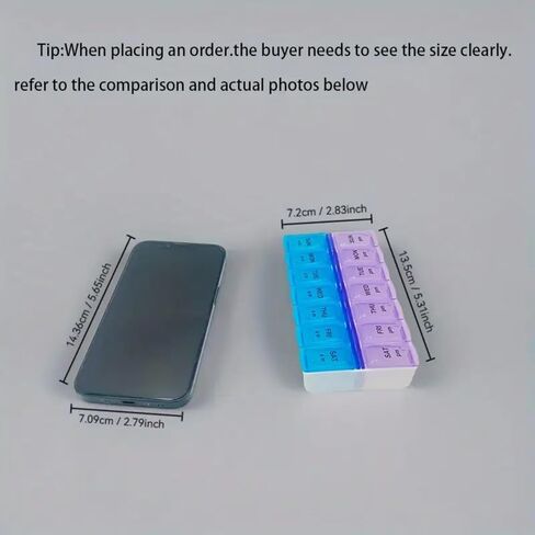 7-Day Pill Organizer with Dual-Color Compartments Purple & Blue - Food-Safe Polypropylene Weekly Medication & Vitamin Storage Box, Travel-Friendly Portable Design in Saudi Arabia