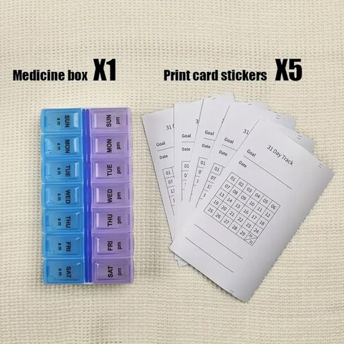 7-Day Pill Organizer with Dual-Color Compartments Purple & Blue - Food-Safe Polypropylene Weekly Medication & Vitamin Storage Box, Travel-Friendly Portable Design in Saudi Arabia