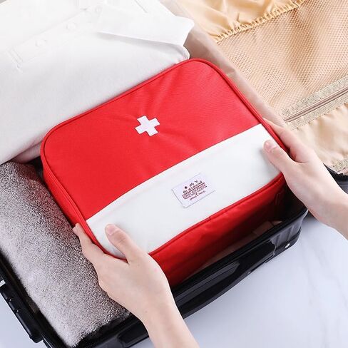 Medical Organizer Bag, Portable First Aid Kit with Zipper and Top Handle for Emergency Supplies, Travel Camping and Home Use, Red in Saudi Arabia