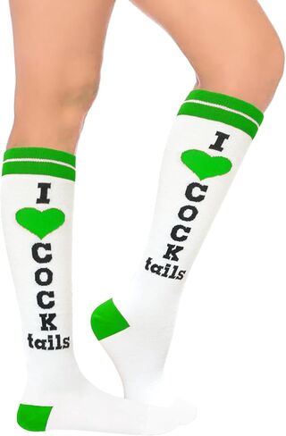جوارب طويلة للركبة للسيدات مرحة I Love Cocktails، جوارب أنبوبية رياضية، هدية مبتكرة لعيد الميلاد، الفيل الأبيض، الحفلات in Kuwait
