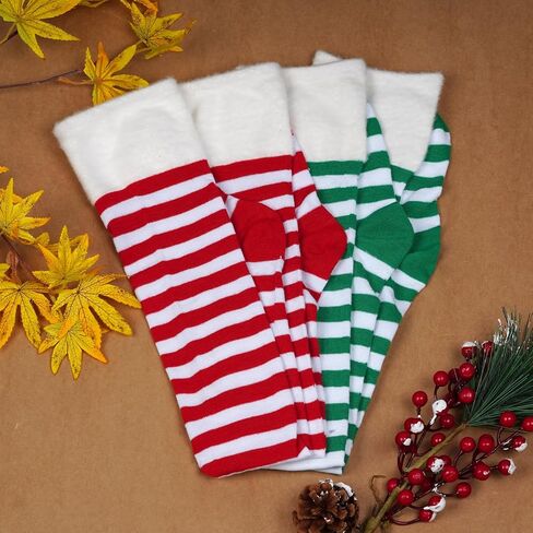 Christmas Striped Thigh High Socks for Women Xmas Green Red White Striped Long Socks Stockings for Christmas Costume,2 Pack in Saudi Arabia
