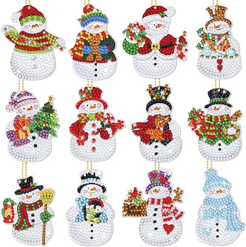 JOPHMO Christmas Diamond Painting Keychains 5d DIY Santa Gnomes Diamond Art Christmas Ornaments Rhinestone Hanging Ornaments Diamond Painting Key Chain Crafts Christmas Tree Decor in Kuwait
