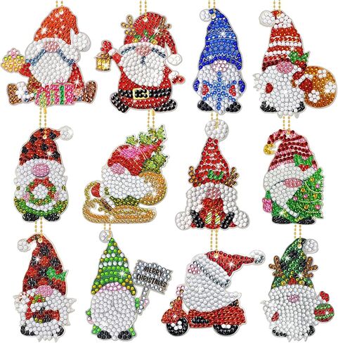 JOPHMO Christmas Diamond Painting Keychains 5d DIY Santa Gnomes Diamond Art Christmas Ornaments Rhinestone Hanging Ornaments Diamond Painting Key Chain Crafts Christmas Tree Decor in Kuwait