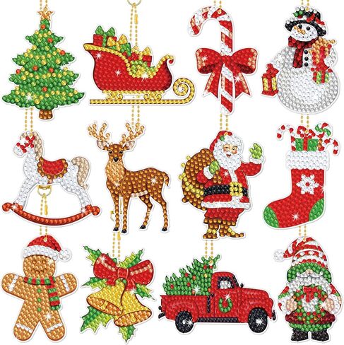 JOPHMO Christmas Diamond Painting Keychains 5d DIY Santa Gnomes Diamond Art Christmas Ornaments Rhinestone Hanging Ornaments Diamond Painting Key Chain Crafts Christmas Tree Decor in Kuwait
