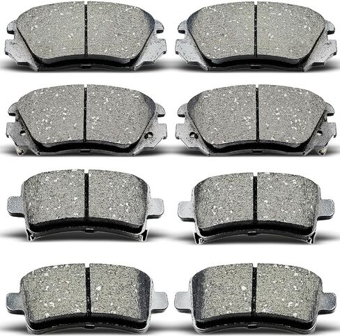 Front Rear Ceramic Brake Pad Set Compatible with 2008 Chevrolet Cobalt,2004-2012 Chevrolet Malibu,2007-2009 Pontiac G5, 2006-2010 Pontiac G6,2007-2009 Saturn Aura in Kuwait