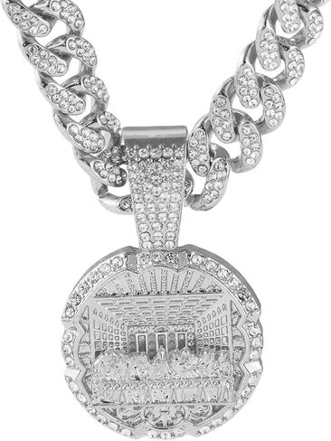 GuoShuang Women’s Iced Out “Gott" Flame Pendant Cuban Link Chain, 18" Miami Cuban Chain Hip Hop Fashion Necklace in Saudi Arabia