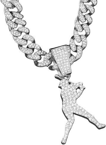 GuoShuang Women’s Iced Out “Gott" Flame Pendant Cuban Link Chain, 18" Miami Cuban Chain Hip Hop Fashion Necklace in Saudi Arabia