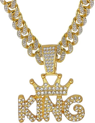 GuoShuang Women’s Iced Out “Gott" Flame Pendant Cuban Link Chain, 18" Miami Cuban Chain Hip Hop Fashion Necklace in Saudi Arabia