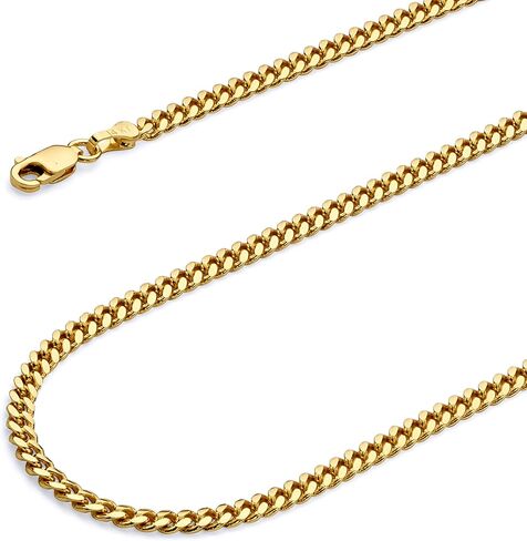 14k REAL Yellow Gold 9mm, 8mm, 6.5mm 5.5mm, 5mm, 4mm, 3.5mm, 2.5mm, 2mm Solid Miami Cuban Curb Chain Necklace in Saudi Arabia