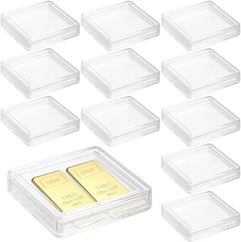 BENECREAT 18 Pack Clear Acrylic Box, 2.5x2.5x0.3inch Mini Plastic Storage Containers with Lid for Collecting Small Items, Beads, Jewelry, Business Cards, Crafts in Saudi Arabia