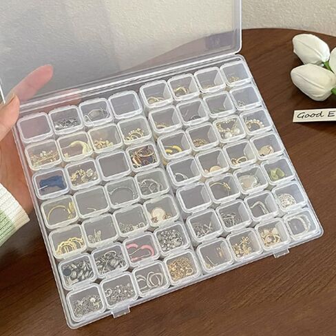 1set Detachable Compartment Jewelry Storage Box Jewelry Divided Into 28/56 Transparent Boxes Nail Art Storage Tools (28 grids,17.5 * 10 * 2.5cm) in Saudi Arabia