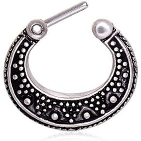 Pierced Owl - 316L Surgical Steel Vintage Geometric Pattern Septum Clicker Ring