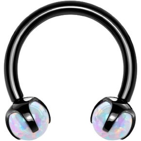 Pierced Owl - 16GA 316L Stainless Steel Internally Threaded Claw Set Synthetic Opal Ends Circular Horseshoe Barbell