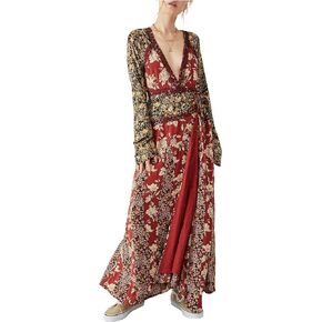 Free People Tilda Wrap Dress for Women - Chic and Elegant Design with V-Neckline and Long Sleeves